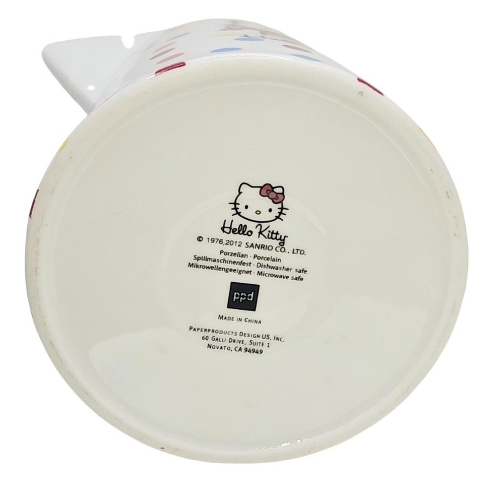Hello Kitty Sanrio Ceramic Pitcher White Multi Color Polka Dot Character Jug - Picture 9 of 10